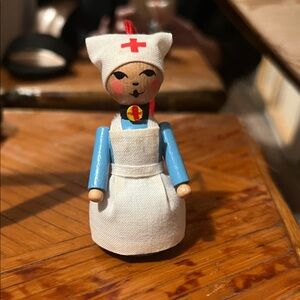 Vintage Wood Nurse Red Cross Ornament Germany Steinbach